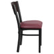 Walnut Wood Back/Burgundy Vinyl Seat/Black Metal Frame |#| Black 3 CIR Back Metal Restaurant Chair - Walnut Wood Back, Burgundy Vinyl Seat