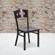 Walnut Wood Back/Walnut Wood Seat/Black Metal Frame |#| Black 3 Circle Back Metal Restaurant Chair - Walnut Wood Back & Seat