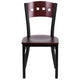 Mahogany Wood Back/Mahogany Wood Seat/Black Metal Frame |#| Black 4 Square Back Metal Restaurant Chair - Mahogany Wood Back & Seat