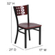 Mahogany Wood Back/Mahogany Wood Seat/Black Metal Frame |#| Black Cutout Back Metal Restaurant Chair - Mahogany Wood Back & Seat