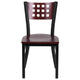 Mahogany Wood Back/Mahogany Wood Seat/Black Metal Frame |#| Black Cutout Back Metal Restaurant Chair - Mahogany Wood Back & Seat