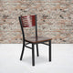 Mahogany Wood Back/Mahogany Wood Seat/Black Metal Frame |#| Black Slat Back Metal Restaurant Chair - Mahogany Wood Back & Seat