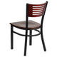 Mahogany Wood Back/Mahogany Wood Seat/Black Metal Frame |#| Black Slat Back Metal Restaurant Chair - Mahogany Wood Back & Seat