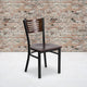 Walnut Wood Back/Walnut Wood Seat/Black Metal Frame |#| Black Slat Back Metal Restaurant Chair - Walnut Wood Back & Seat