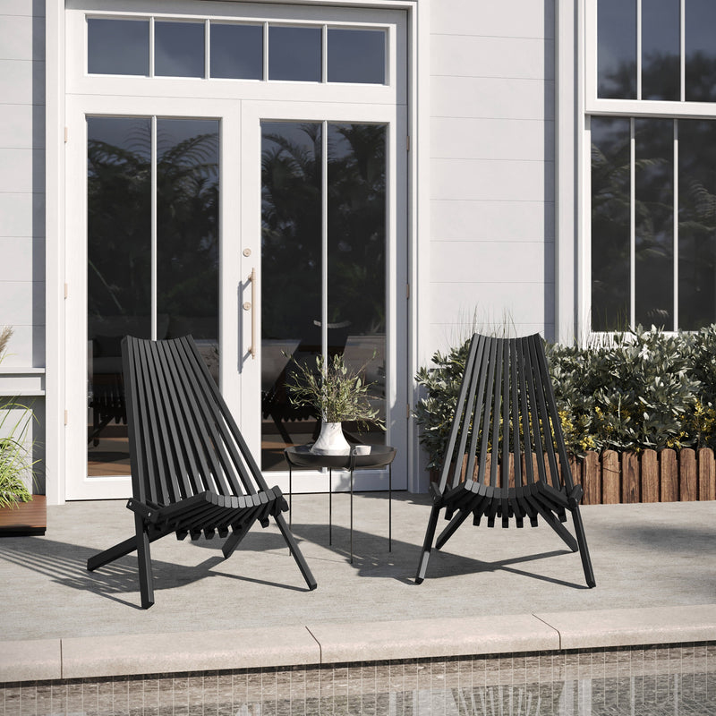 Delia Commercial Grade Indoor/Outdoor Folding Acacia Wood Chair, Low Profile Lounge for Patio, Porch, Garden