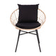 Black Fabric/Tan Frame |#| Indoor/Outdoor Boho Rattan Rope Chairs with Back & Seat Cushions - Tan/Black