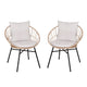 Light Gray Fabric/Tan Frame |#| Indoor/Outdoor Boho Rattan Rope Chairs with Back & Seat Cushions-Tan/Light Gray