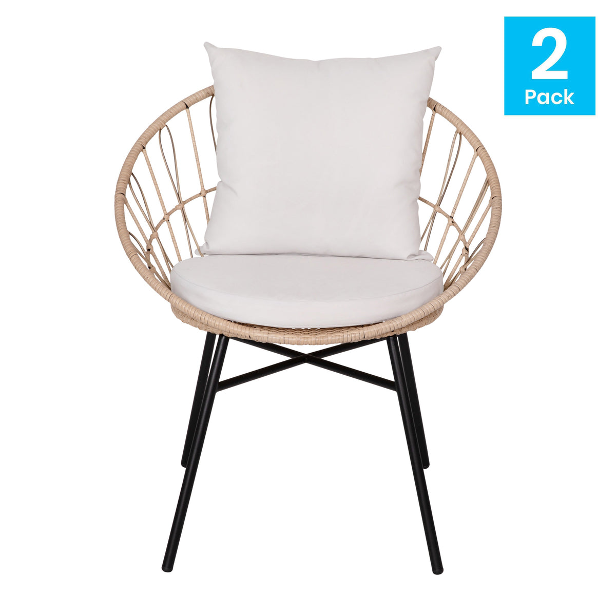 Light Gray Fabric/Tan Frame |#| Indoor/Outdoor Boho Rattan Rope Chairs with Back & Seat Cushions-Tan/Light Gray