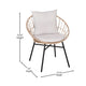 Light Gray Fabric/Tan Frame |#| Indoor/Outdoor Boho Rattan Rope Chairs with Back & Seat Cushions-Tan/Light Gray