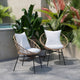 Light Gray Fabric/Tan Frame |#| Indoor/Outdoor Boho Rattan Rope Chairs with Back & Seat Cushions-Tan/Light Gray