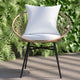 Light Gray Fabric/Tan Frame |#| Indoor/Outdoor Boho Rattan Rope Chairs with Back & Seat Cushions-Tan/Light Gray