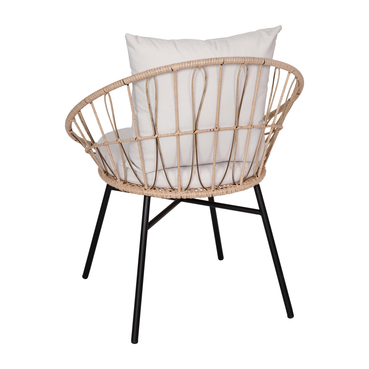 Light Gray Fabric/Tan Frame |#| Indoor/Outdoor Boho Rattan Rope Chairs with Back & Seat Cushions-Tan/Light Gray