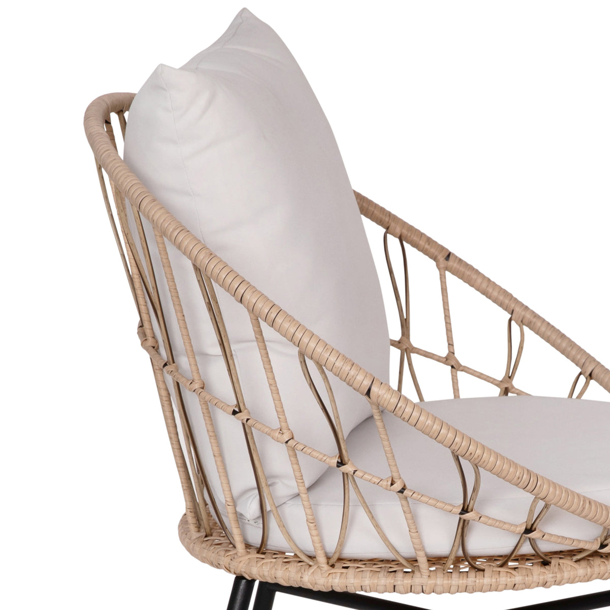 Light Gray Fabric/Tan Frame |#| Indoor/Outdoor Boho Rattan Rope Chairs with Back & Seat Cushions-Tan/Light Gray