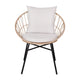 Light Gray Fabric/Tan Frame |#| Indoor/Outdoor Boho Rattan Rope Chairs with Back & Seat Cushions-Tan/Light Gray