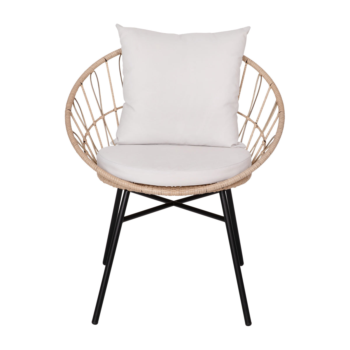 Light Gray Fabric/Tan Frame |#| Indoor/Outdoor Boho Rattan Rope Chairs with Back & Seat Cushions-Tan/Light Gray