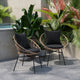 Black Fabric/Tan Frame |#| Indoor/Outdoor Boho Rattan Rope Chairs with Back & Seat Cushions - Tan/Black