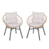 Devon Set of 2 Indoor/Outdoor Modern Papasan Style Rattan Rope Patio Chairs, PE Rattan with Cushions