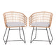 Light Gray Cushion/Natural Frame |#| 2PK Indoor/Outdoor Natural Boho Rattan Rope Club Chairs-Light Gray Seat Cushions