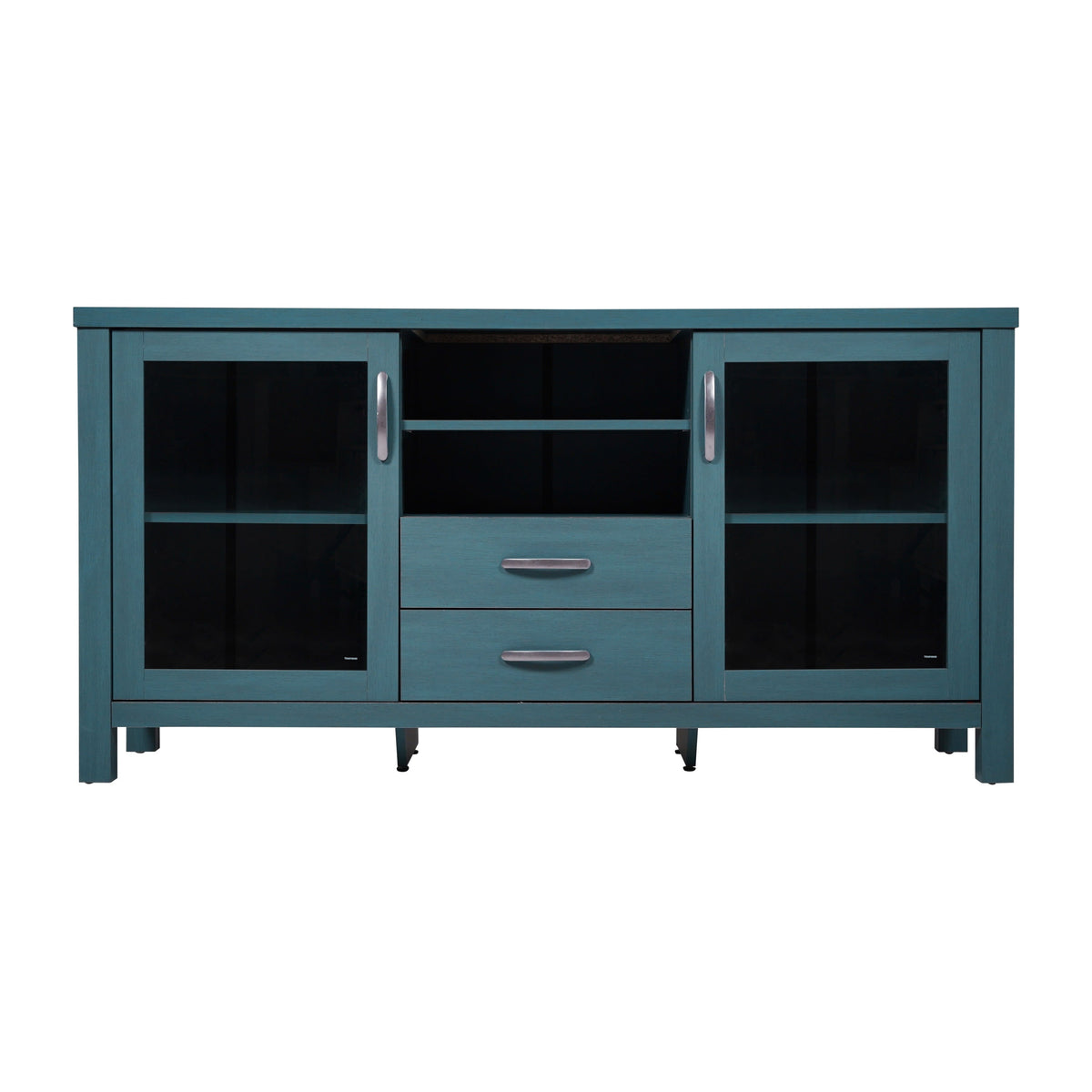 Teal |#| 59" Engineered Wood Buffet Sideboard Storage Cabinet w/ 2 Drawers, Doors in Teal
