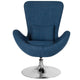 Blue Fabric |#| Blue Fabric Swivel Side Reception Chair with Bowed Seat - Guest Seating