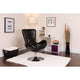 Black LeatherSoft |#| Black LeatherSoft Swivel Side Reception Chair with Bowed Seat - Guest Seating