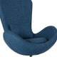 Blue Fabric |#| Blue Fabric Swivel Side Reception Chair with Bowed Seat - Guest Seating