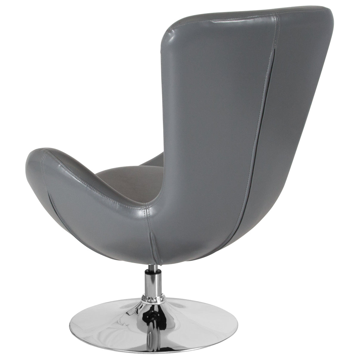 Gray LeatherSoft |#| Gray LeatherSoft Side Reception Chair with Bowed Seat - Guest Seating