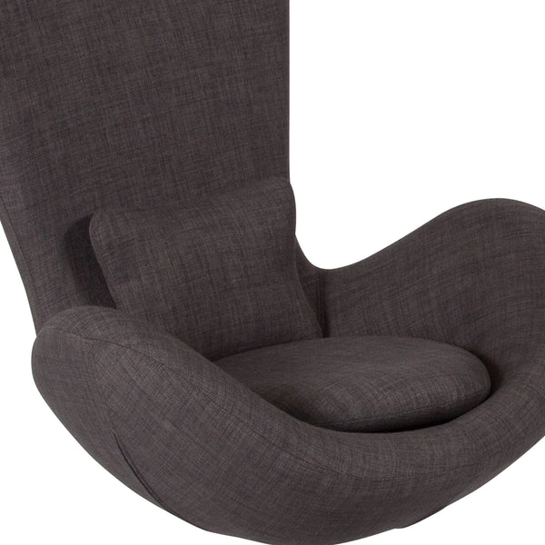 Dark Gray Fabric |#| Dark Gray Fabric Side Reception Chair with Bowed Seat - Guest Seating