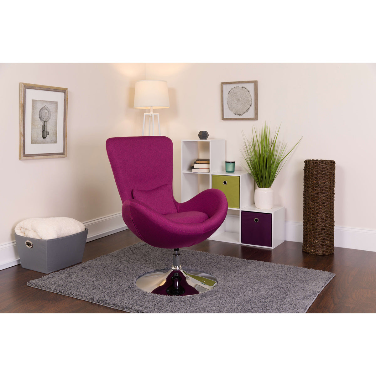 Magenta Fabric |#| Magenta Fabric Side Reception Chair with Bowed Seat - Guest Seating