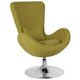 Green Fabric |#| Green Fabric Side Reception Chair with Bowed Seat - Guest Seating