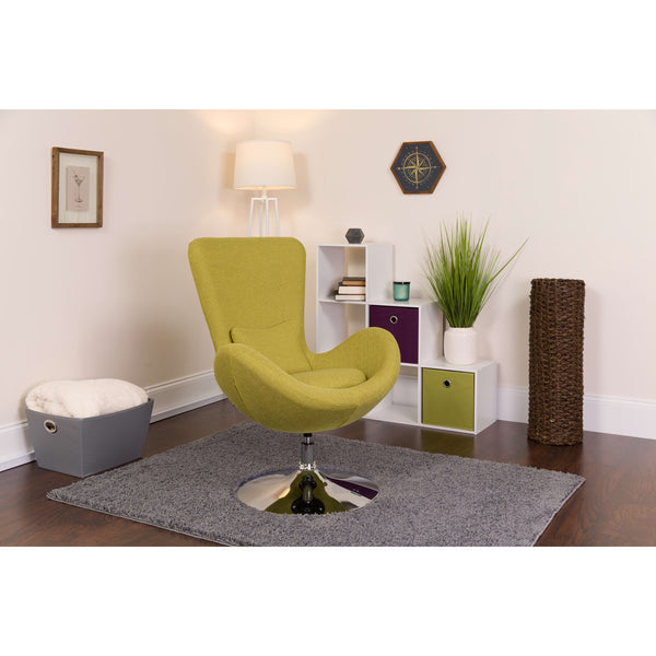 Green Fabric |#| Green Fabric Side Reception Chair with Bowed Seat - Guest Seating