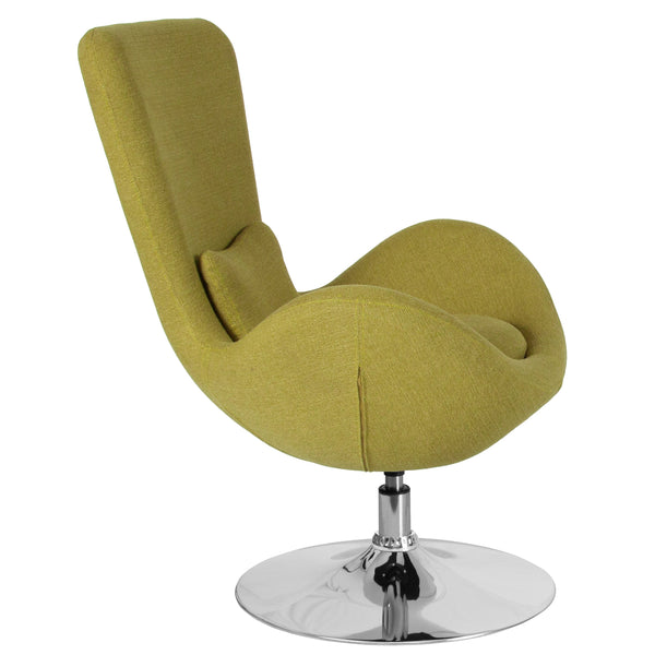 Green Fabric |#| Green Fabric Side Reception Chair with Bowed Seat - Guest Seating