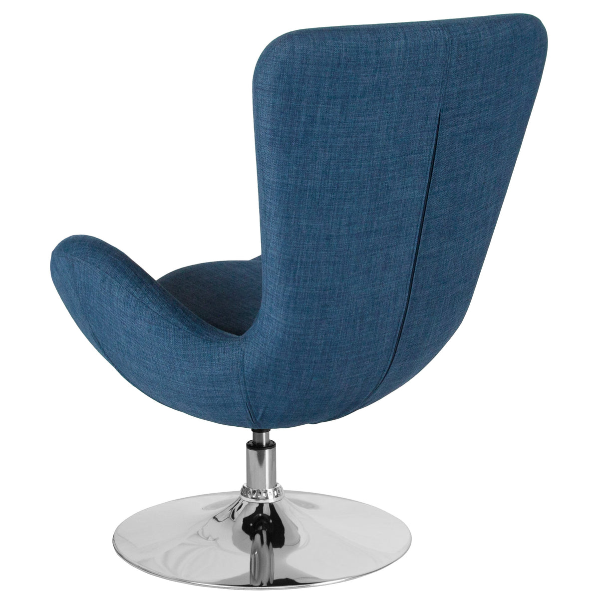 Blue Fabric |#| Blue Fabric Swivel Side Reception Chair with Bowed Seat - Guest Seating