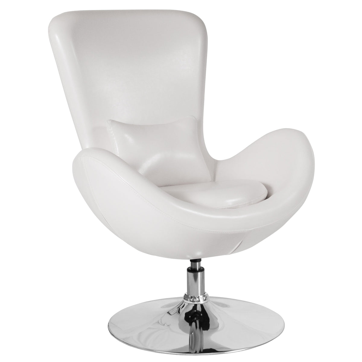 White LeatherSoft |#| White LeatherSoft Side Reception Chair with Bowed Seat - Living Room Furniture