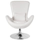 White LeatherSoft |#| White LeatherSoft Side Reception Chair with Bowed Seat - Living Room Furniture