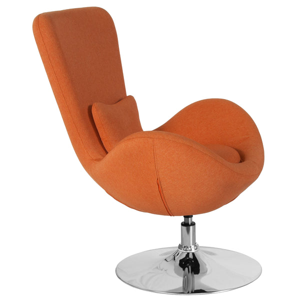 Orange Fabric |#| Orange Fabric Side Reception Chair with Bowed Seat - Living Room Furniture