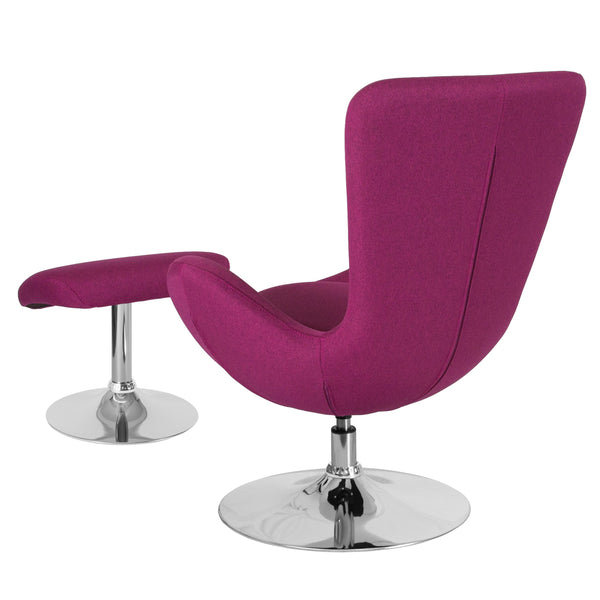 Magenta Fabric |#| Magenta Fabric Side Reception Chair with Bowed Seat & Ottoman - Guest Seating