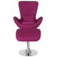 Magenta Fabric |#| Magenta Fabric Side Reception Chair with Bowed Seat & Ottoman - Guest Seating