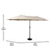 Tan |#| Tan Commercial 15 FT Triple Head Patio Umbrella with Crank and Tilt Functions