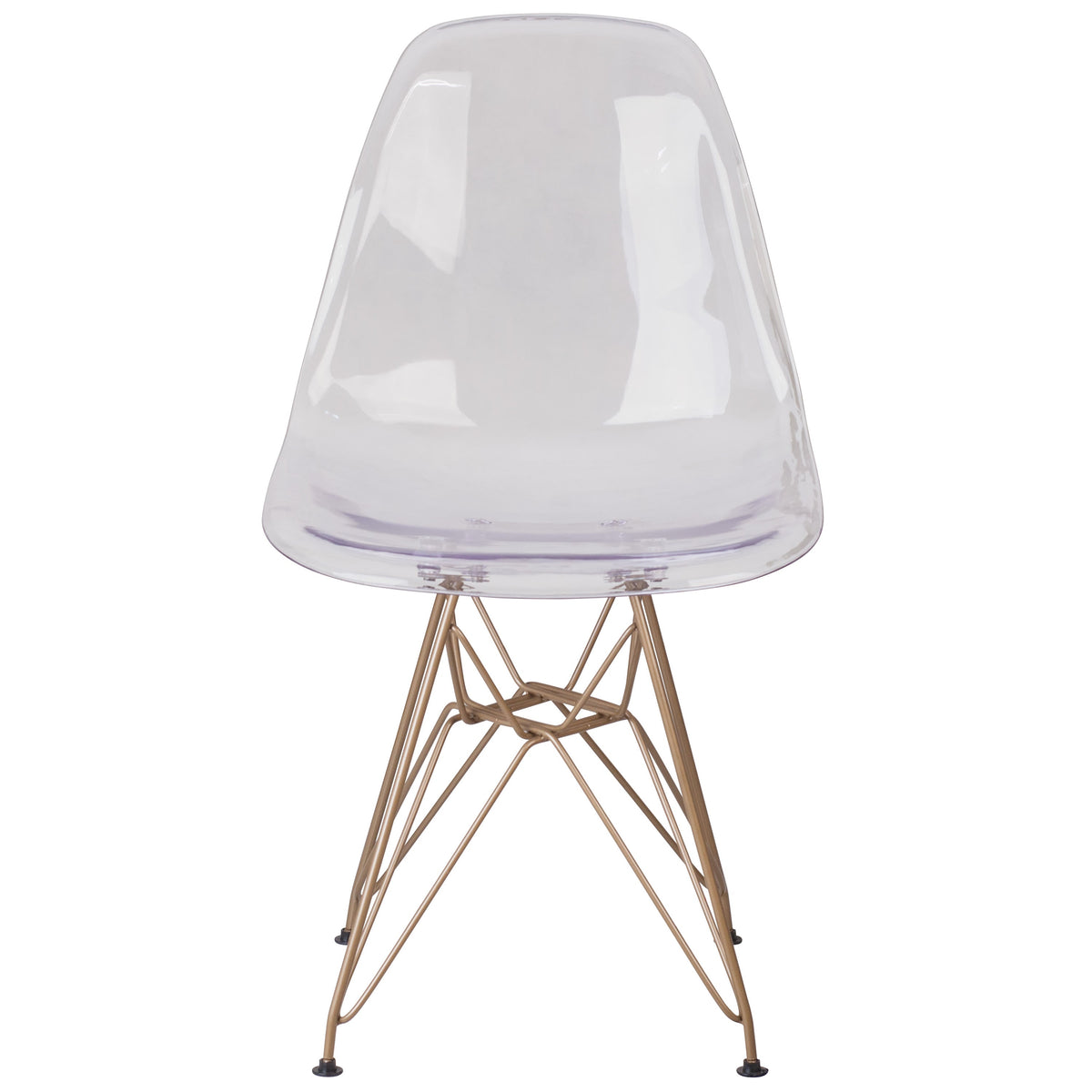 Ghost Chair with Gold Metal Base - Hospitality Seating - Accent and Side Chair