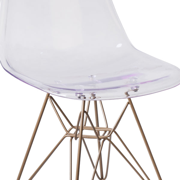 Ghost Chair with Gold Metal Base - Hospitality Seating - Accent and Side Chair