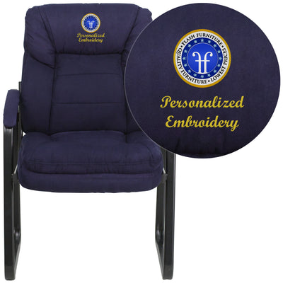 Embroidered Executive Side Reception Chair with Lumbar Support and Sled Base - View 1