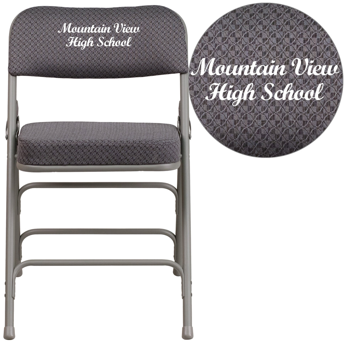 Gray |#| 18"W Premium Triple Braced & Double Hinged Gray Fabric Metal Folding Chair