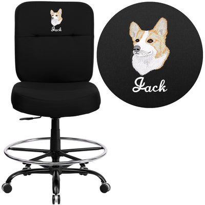 Embroidered HERCULES Series Big & Tall 400 lb. Rated Ergonomic Drafting Chair with Rectangular Back - View 1