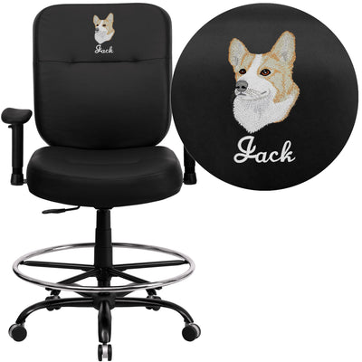 Embroidered HERCULES Series Big & Tall 400 lb. Rated Ergonomic Drafting Chair with Rectangular Back and Adjustable Arms - View 1