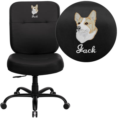 Embroidered HERCULES Series Big & Tall 400 lb. Rated Executive Swivel Ergonomic Office Chair with Rectangular Back - View 1