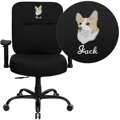 Embroidered HERCULES Series Big & Tall 400 lb. Rated Executive Swivel Ergonomic Office Chair with Rectangular Back and Arms - View 1