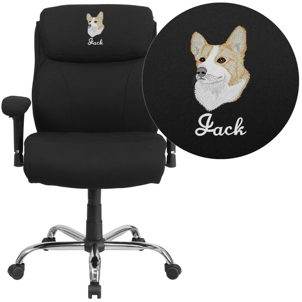 Black Fabric |#| EMB Big & Tall 400 lb. Rated Mid-Back Black Fabric Ergonomic Office Chair