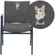 Gray Fabric |#| Embroidered Heavy Duty Gray Fabric Stack Chair with Arms - Reception Furniture