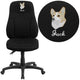 Embroidered High Back Black Fabric Multifunction Swivel Ergonomic Office Chair